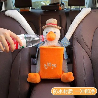 Cute Cartoon Car Trash Bin & Tissue Holder - PU Leather Storage Accessory - Image 7