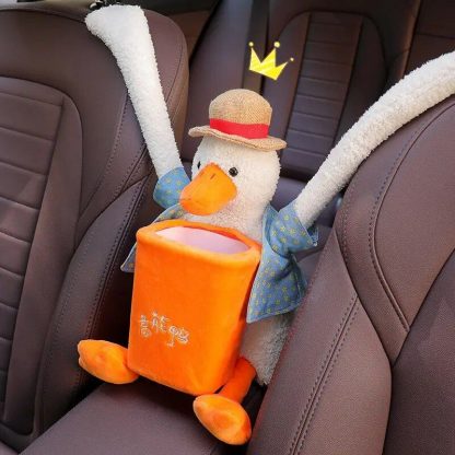 Cute Cartoon Car Trash Bin & Tissue Holder - PU Leather Storage Accessory - Image 3