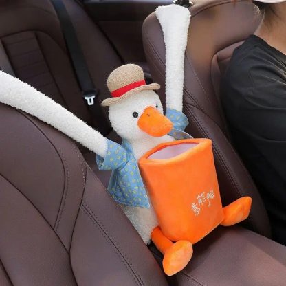 Cute Cartoon Car Trash Bin & Tissue Holder - PU Leather Storage Accessory - Image 4