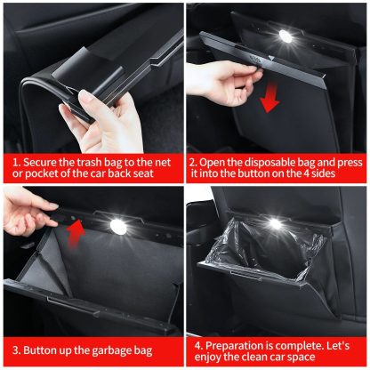 Waterproof Magnetic Car Trash Bag with LED & Leather Storage - Image 5