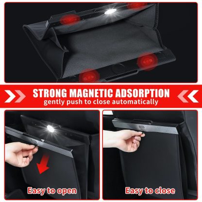 Waterproof Magnetic Car Trash Bag with LED & Leather Storage - Image 4