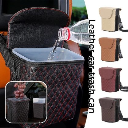 Waterproof PU Leather Car Trash Can - Image 5