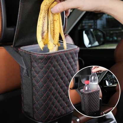 Waterproof PU Leather Car Trash Can - Image 7