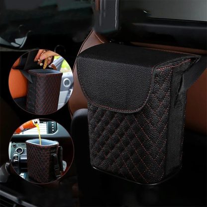 Waterproof PU Leather Car Trash Can - Image 8