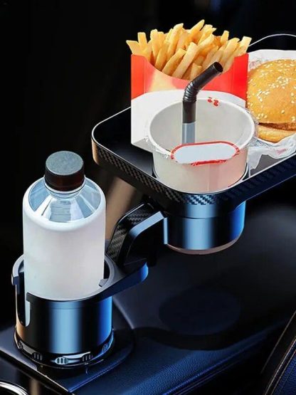 Adjustable Car Cup Holder Tray with Phone Slot and Lap Table - Image 3