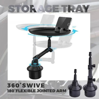 360° Swivel Car Storage Tray with Folding Dining Table & Drink Holder - Image 4