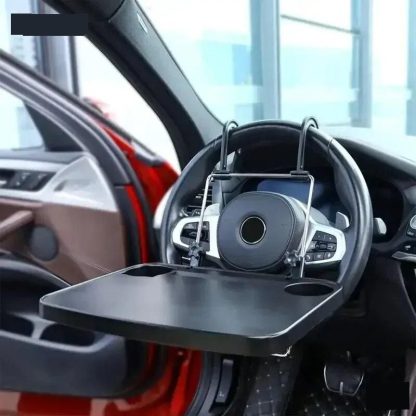 Foldable Car Steering Wheel Desk with Cup Holder and Laptop Tray - Image 4