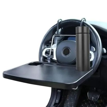 Foldable Car Steering Wheel Desk with Cup Holder and Laptop Tray - Image 6