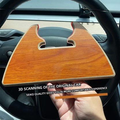 Portable Wooden Steering Wheel Tray Table for Cars - Image 2