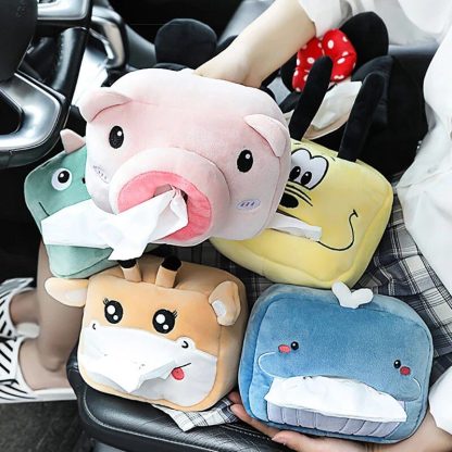 Adorable Plush Animal Car Tissue Holder - Napkin Dispenser for Auto & Home - Image 3