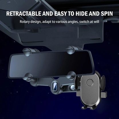 360° Rotating Car Rearview Mirror Phone Mount - Image 3