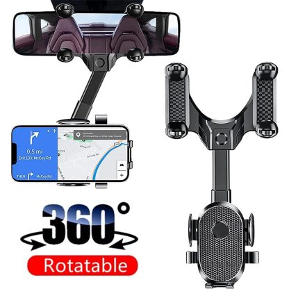 360° Rotating Car Rearview Mirror Phone Mount - Image 2