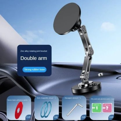 Magnetic 360° Rotating Car Phone Holder for iPhone 12, 13 & 14 with Foldable Stand - Image 7