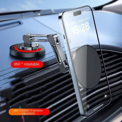 Magnetic 360° Rotating Car Phone Holder for iPhone 12, 13 & 14 with Foldable Stand - Image 4