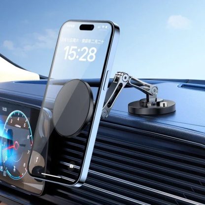 Magnetic 360° Rotating Car Phone Holder for iPhone 12, 13 & 14 with Foldable Stand - Image 2