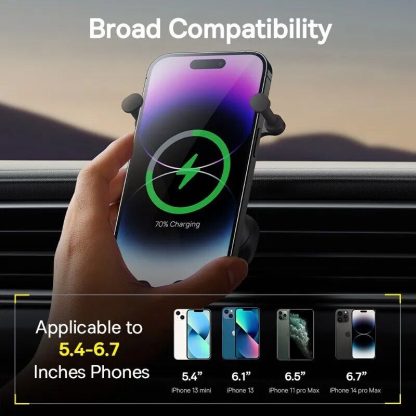 Gravity-Based Stable Car Phone Holder; Universal Air Vent Mount for 5.4-6.7" Smartphones - Image 5