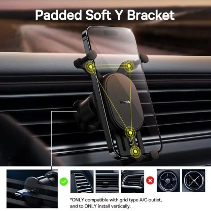 Gravity-Based Stable Car Phone Holder; Universal Air Vent Mount for 5.4-6.7" Smartphones - Image 4