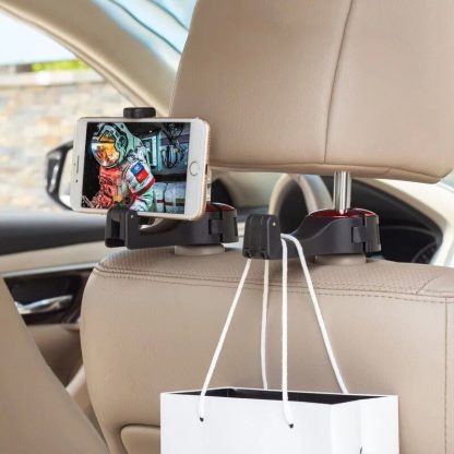 Rotatable Car Headrest Hook with Phone Holder - Image 2