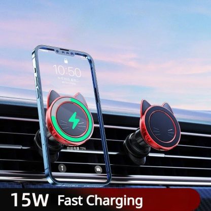 Universal Magnetic Car Phone Mount with Wireless Charging - Image 3