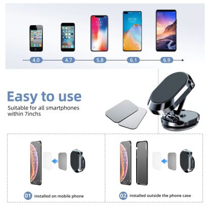 Universal 360° Rotatable Blue Car Air Vent Magnetic Phone Mount for 4-6" Devices - Image 6