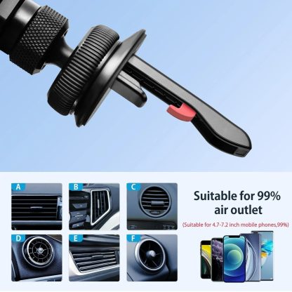 360° Rotating Alloy Car Phone Mount - Universal Air Vent & Dashboard Gravity Phone Holder - Image 4