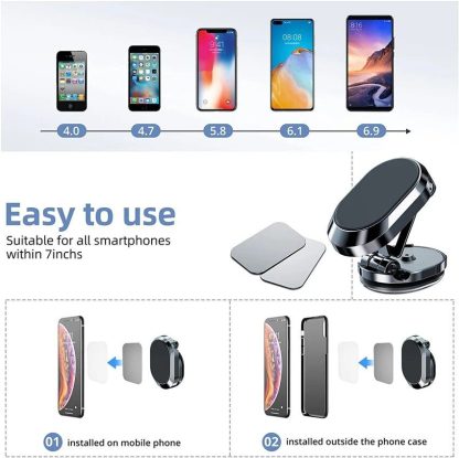 Universal Metal Magnetic Car Phone Holder; 360° Rotatable Smartphone Mount for GPS, iPhone, Samsung and More - Image 7