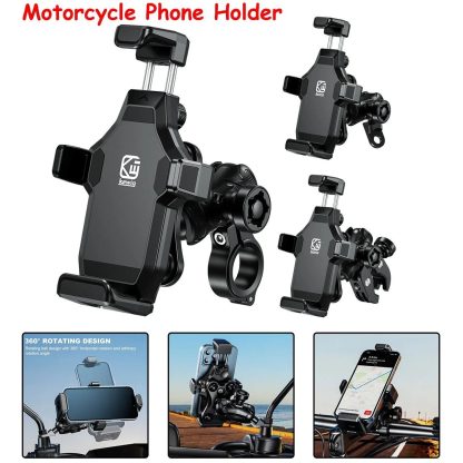 360° Rotating Shockproof Bike & Motorcycle Phone Mount for 4.7-7.2 Inch Devices - Image 3