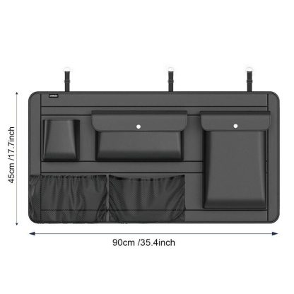 High-Capacity Leather Car Storage Organizer for Backseat & Trunk - Black - Image 3