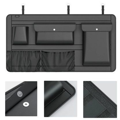 High-Capacity Leather Car Storage Organizer for Backseat & Trunk - Black - Image 6