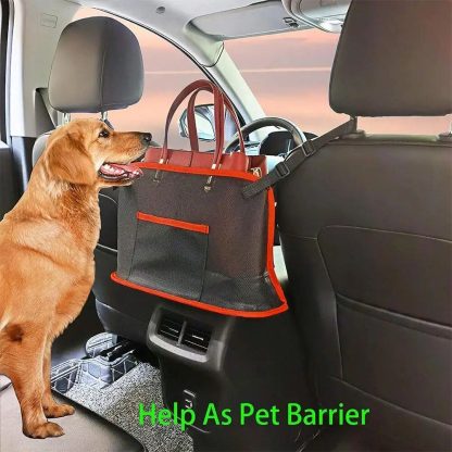 Large-Capacity Car Seat Mesh Organizer with Pet Barrier - Image 4