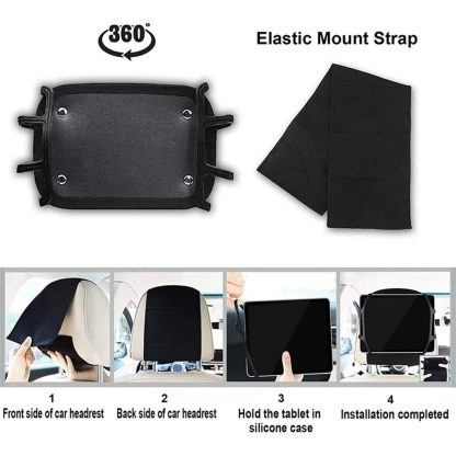 Flexible Silicone Car Headrest Tablet Holder - Perfect for 7-10.9 Inch Tablets, Ideal for Kids' Back Seat Entertainment - Image 2