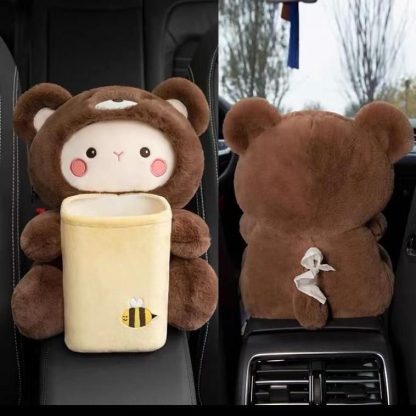 Plush Cartoon Car Tissue Holder & Armrest Organizer - Image 6