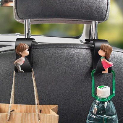 Cute Cartoon Car Seat Back Hooks - 2Pcs, Universal Rear Seat Hanger for Storage - Image 2