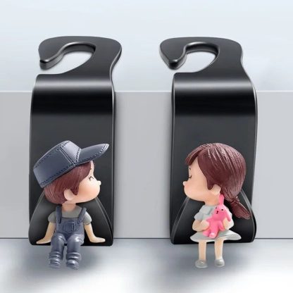 Cute Cartoon Car Seat Back Hooks - 2Pcs, Universal Rear Seat Hanger for Storage - Image 5