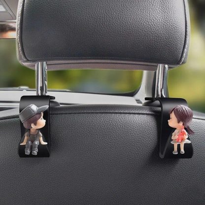 Cute Cartoon Car Seat Back Hooks - 2Pcs, Universal Rear Seat Hanger for Storage - Image 3