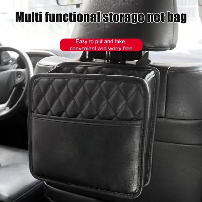 Waterproof Leather Car Backseat Organizer with Phone Pocket - Image 3