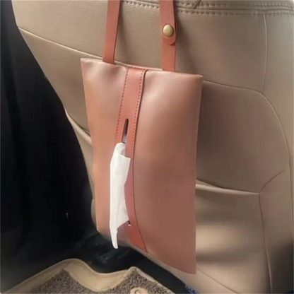 Luxury Leather Car Seat Back Tissue Holder - Image 4