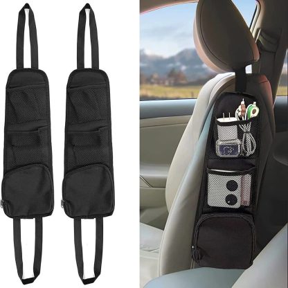 Stretchable Multi-Pocket Car Seat Organizer with Drink Holder - Image 2