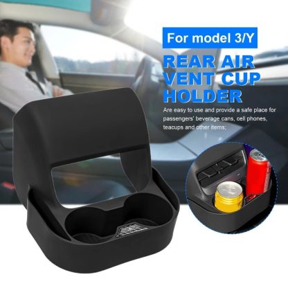 Tesla Model 3/Y Rear Seat Air Vent Cup Holder - Sleek Console Drink Organizer - Image 3