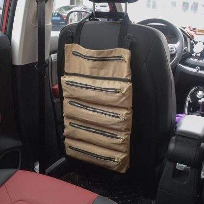 Canvas Car Seat Organizer - Foldable Storage Bag for Auto Accessories - Image 2