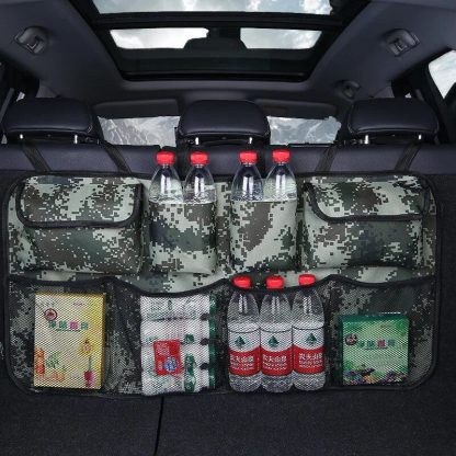 Waterproof Oxford Car Seat Organizer – Camouflage Grey Backseat Storage Bag - Image 2