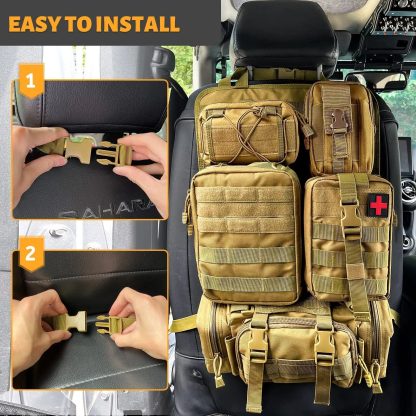 Universal Tactical Car Seat Organizer with 5 Molle Pouches - Image 6