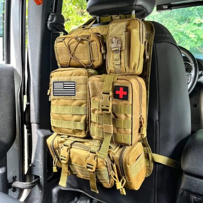 Universal Tactical Car Seat Organizer with 5 Molle Pouches - Image 2