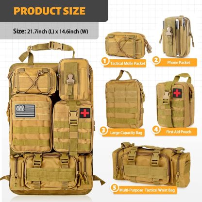 Universal Tactical Car Seat Organizer with 5 Molle Pouches - Image 7