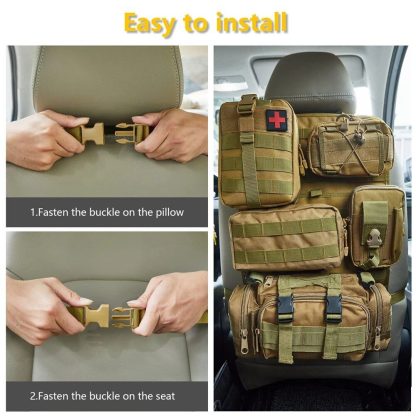 Universal Tactical Car Seat Organizer with 5 Detachable Molle Pouches - Image 5