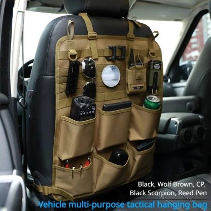 Multifunctional Camo Car Seat Back Organizer - Tactical Storage Bag with MOLLE System - Image 3