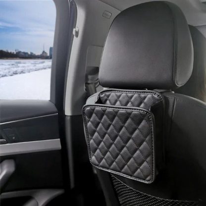 Luxury Leather Car Seat Back Organizer with Phone and Umbrella Holder - Image 5