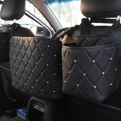 Luxury Crystal Rhinestone Car Seat Organizer with Multi-Pockets - Image 6