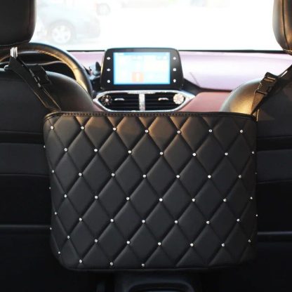 Luxury Crystal Rhinestone Car Seat Organizer with Multi-Pockets - Image 3