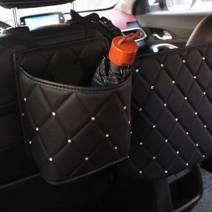 Luxury Crystal Rhinestone Car Seat Organizer with Multi-Pockets - Image 7